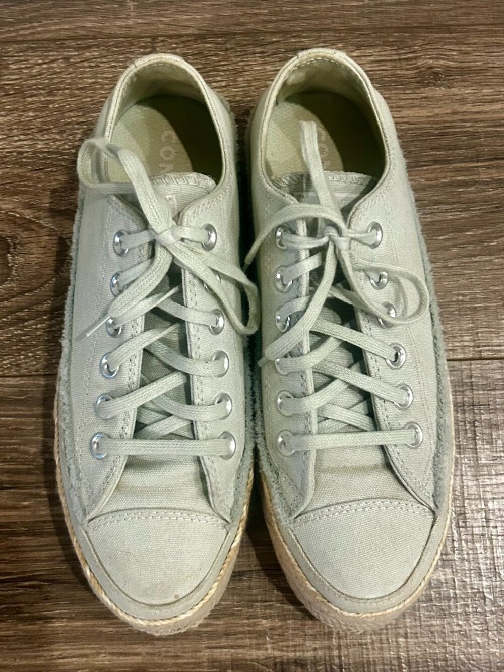 Like New Converse All-Star Platform Canvas Sneakers in Seafoam Green